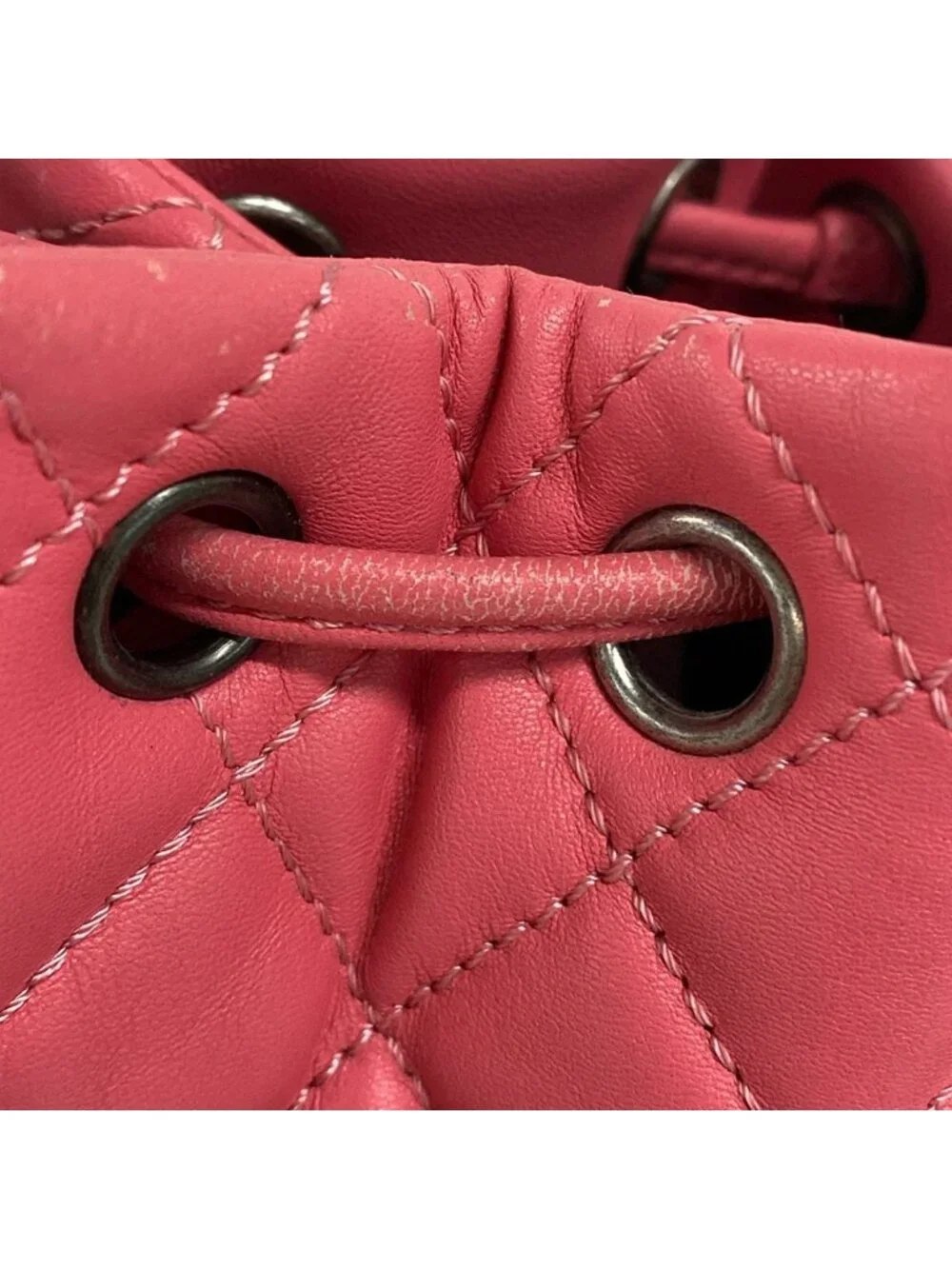 Chanel Handbag Quilted Pink Vintage Silver Drawstring Lambskin